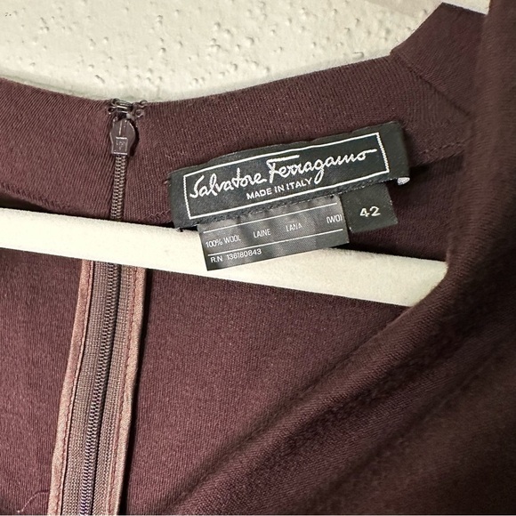 SALVATORE FERRAGMO Purple Wool Mini Dress - Picture 5 of 7